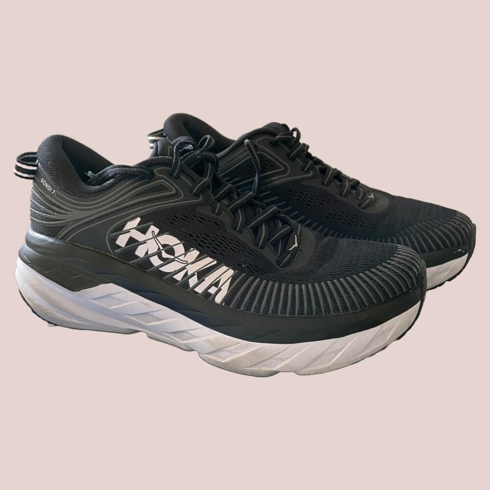 Hoka One One Bondi 7 Shoes | Women's 7 | Black and White